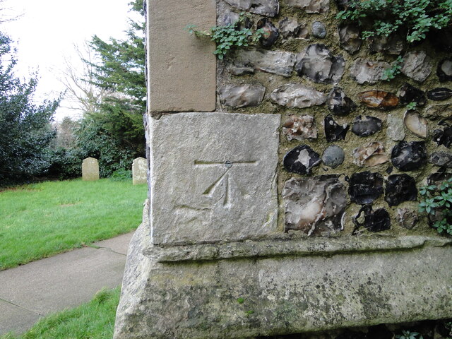 Cut mark and bolt on Kirkley St. Peter's church