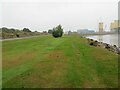 Grass pathway between the road (B817) and Cromarty Firth, at Invergordon