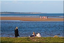 NT6678 : Swimmers at Belhaven Beach Dunbar on New Year's Day 2022 by Jennifer Petrie