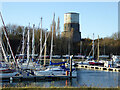 Martello/water tower above Shotley Marina