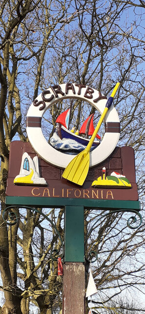 Scratby village sign, repainted