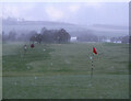 NT2440 : Snow shower, Peebles golf course by Jim Barton
