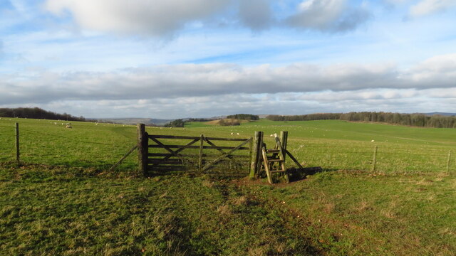 On Calton Pastures - gate & stile on footpath