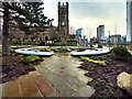SJ8398 : The Glade of Light Memorial outside Manchester Cathedral by David Dixon