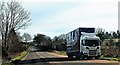 Scania container truck in layby on A21 looking south east