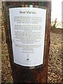 SP8601 : Dear Visitor Notice on transmission cable pole at Lodge Wood by David Hillas