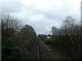 Looking north-east along the railway track from Tilmore Bridge