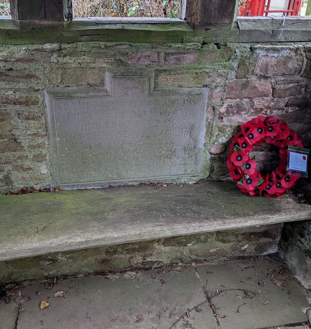 Poppy wreath in the War Memorial lychgate, Penrhos, Monmouthshire