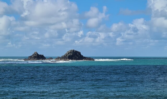 The Brisons rocks viewed from Porth Nanven