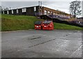 Two large red Biffa bins, Fairwater, Cwmbran