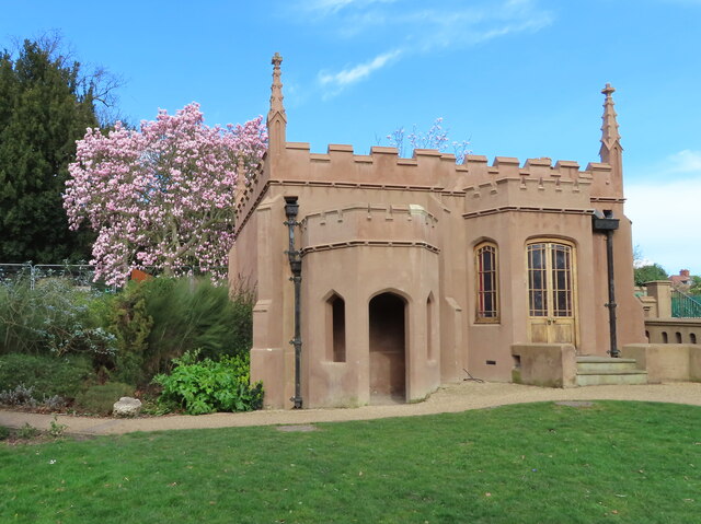 Princess Amelia's bath house with magnolia blossom, Gunnersbury Park