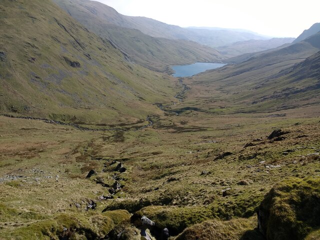 Looking down Kentmere to the reservoir from Gladgrove Gill