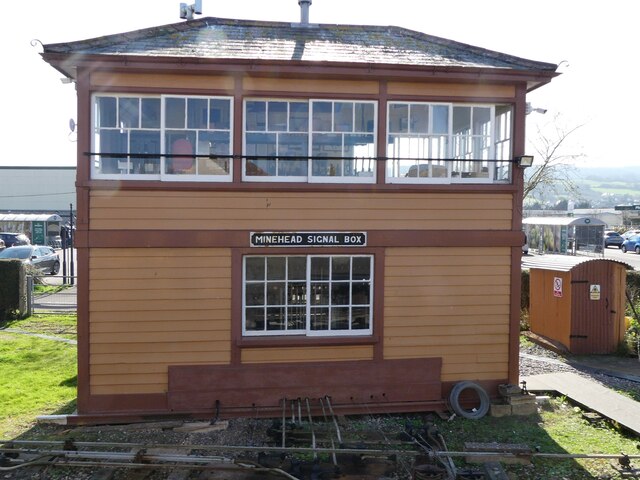 Passing in front of Minehead signal box, on the West Somerset Railway