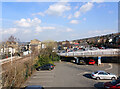 Tesco car park seen from the railway footbridge, Ilkley