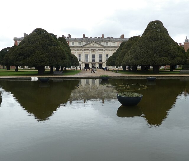 Hampton Court - Eastern façade across circular pond