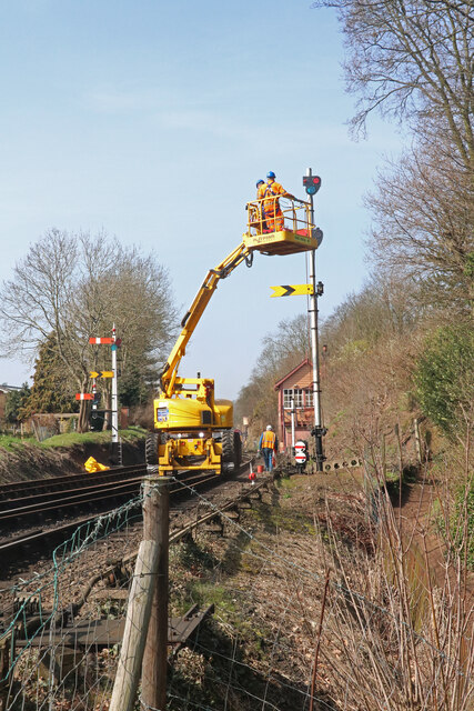 Severn Valley Railway - dismantling a temporary signal