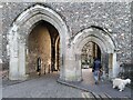TL1407 : Detail of the Abbey Gate, St Albans Abbey by A J Paxton