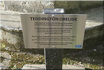 TQ1671 : The Teddington Obelisk by Ian S