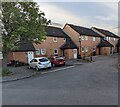 Housing, cars and tree, Larch Court, Malpas, Newport