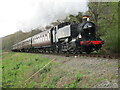 Great Western pannier tank 1501 approaching Bewdley