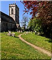 Narrow churchyard path, Whaddon, Gloucestershire