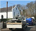 Scaffolding truck by Methodist church, Battle Road