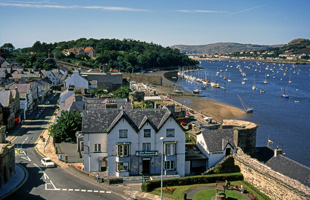 Town, Harbour, and the Conwy Estuary from Conwy Castle in 1991