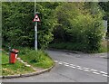 ST1996 : Red bin for dog waste, Pentwynmawr by Jaggery