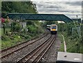 Train under a footbridge, Crosskeys