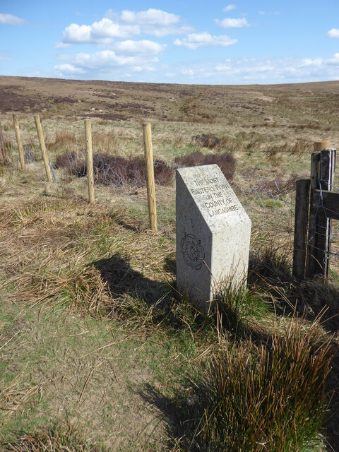 Lancashire County boundary stone by the Pennine Way