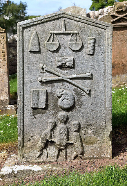A symbolic gravestone in Innerwick Churchyard