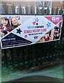 Banner on primary school railings, Frampton-on-Severn