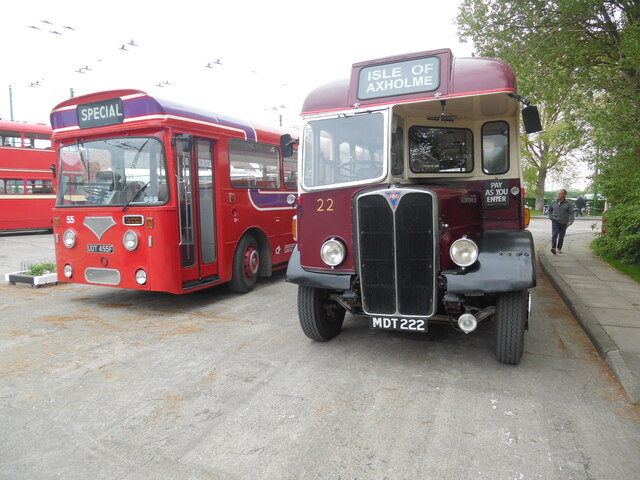 Front of two Doncaster single-deckers at Trolleybus Museum