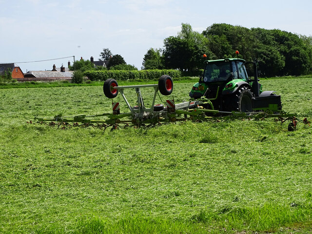 Tractor turning grass, Salthrop, Wroughton, Swindon