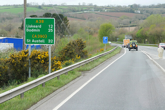 Westbound A38 at Carkeel