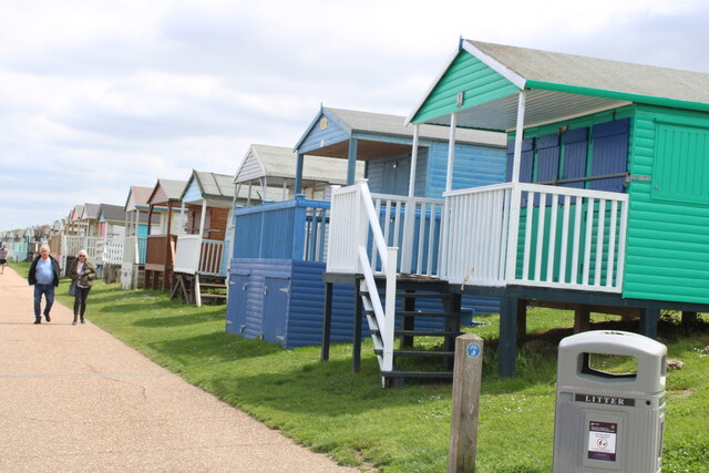 View of a row of colourful beach huts on the coastal path at Tankerton #2