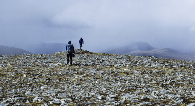 Crossing the summit of Beinn Liath Mhòr a' Ghiubhais Lì