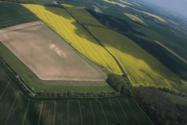 Soilmarks on field south of Wold Newton: aerial 2022