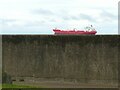 Model ship on the sea wall, Banff