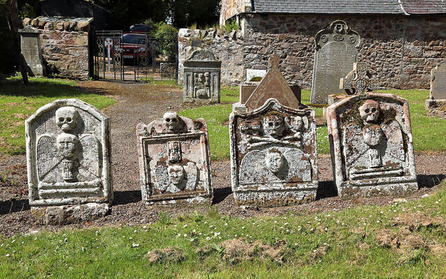 Symbolic gravestones at Morham Parish Churchyard