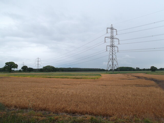 Fields and pylons by Kexby Stray