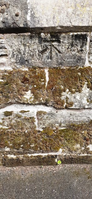 Benchmark on tower of St Lawrence's Church