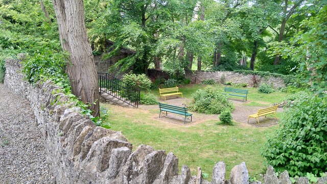 Seating area near the river Swale, Richmond
