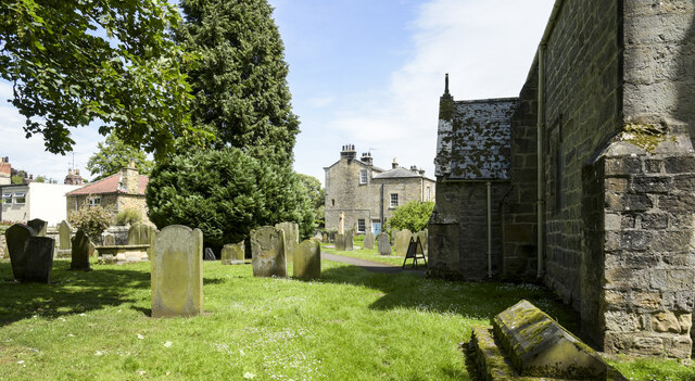 Gravestones on north side of church