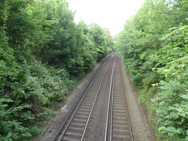 The railway looking north-east, from a bridge on the New Dover Road, Canterbury