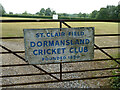 Sign on gate, Dormansland Cricket Club, 2011