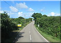 The B3315 at Polgigga village sign