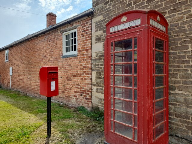 Post Box and Telephone Kiosk at Egleton