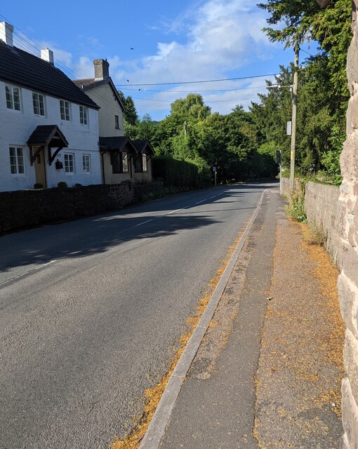 SW along the main road through Mitchel Troy, Monmouthshire