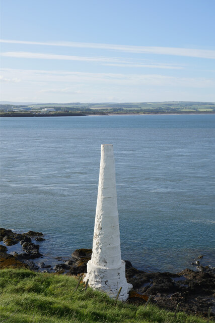 The 'High Red' navigation beacon near Scurdie Ness